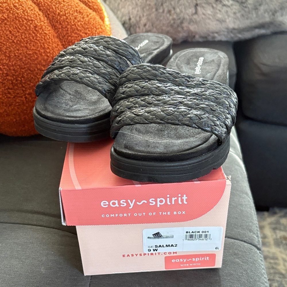 Easy Spirit Black Braided Slide Sandals